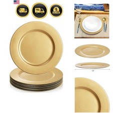 12 Pack Gold Charger Plates, 13 Inch Plastic Round Dinner Charger Plates for ...