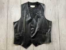 Vintage Tregos Westwear Black Leather Western Style Vest Size Large 48