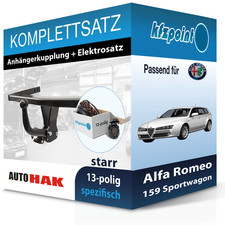 Für Alfa Romeo 159 Sportwagon 06- AUTO HAK Anhängerkupplung starr + 13polig neu