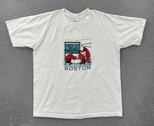 VTG White House Heavy T XL White Single Stitch Made In USA Shirt BOSTON Art Tee