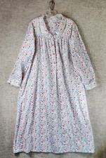 Lanz of Salzburg Cotton Flannel Long Nightgown Womens L Floral Hearts Cottage