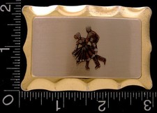MG14121 VINTAGE  SQUARE DANCING  GOLD  SILVERTONE BELT BUCKLE