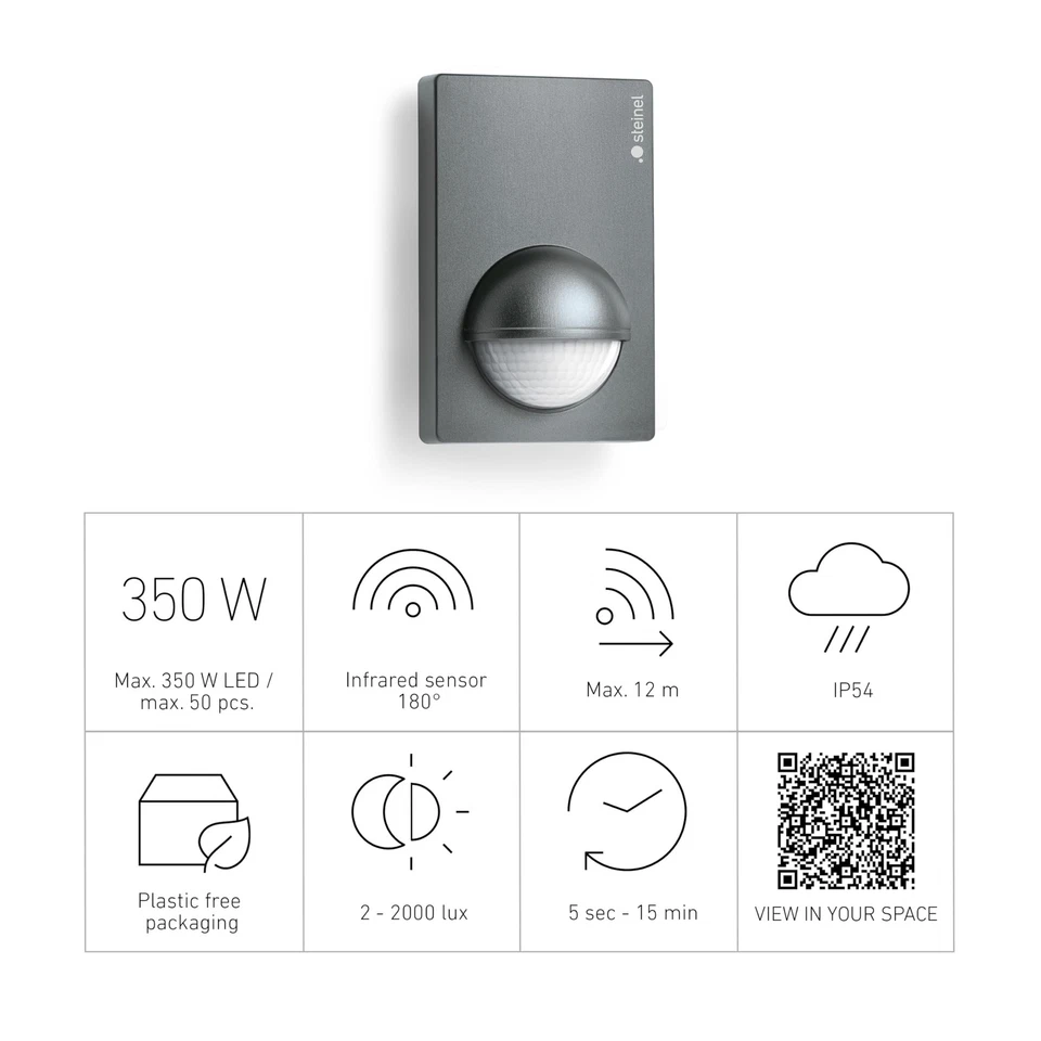 Steinel Bewegungsmelder IS 180-2 anthrazit, 180° Infrarot Bewegungssensor, - Bild 2 von 4