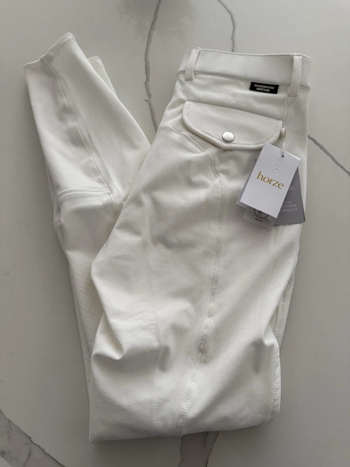 Pantalones de asiento completo Horze Grand Prix para hombre con agarre de silicona EE. UU. 30 blancos Foto 2 de 3