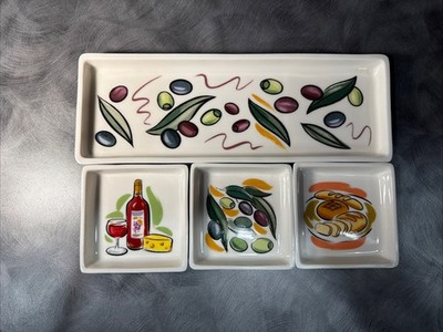Avon 4 Piece VTG Olive Oil Serving/Appetizer Set Bread Dip Charcuterie Snacks