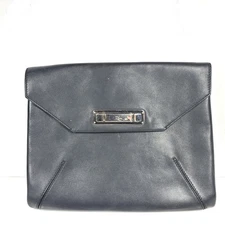 Christian Dior Envelope Clutch Black Lambskin Leather Silver Hardware READ