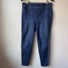 Spanx Jeans Women's Size Large 32 x 27 Dark Blue Midnight Ankle Skinny Stretch
