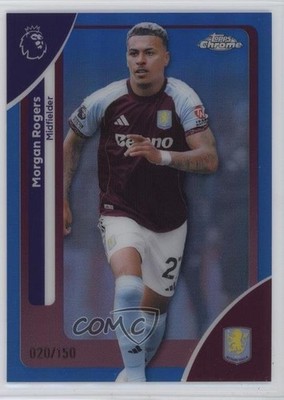 2025-26 Topps Chrome Premier League Blue Refractor 20/150 Morgan Rogers #22 0j9g