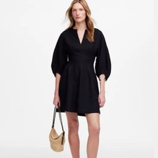 Madewell Splitneck Mini Dress in 100% Linen Size 4 Black