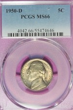 1950 D PCGS MS66 JEFFERSON NICKEL #B52248