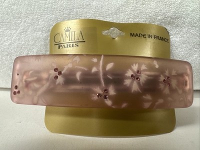 Camila Floral Crystal Rhinestones Classic Hair Clip 4'' Long, Made In France