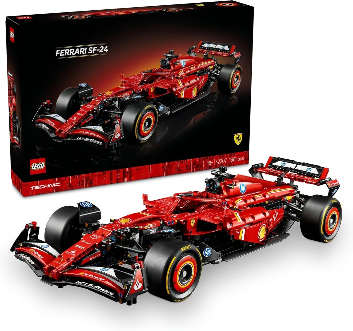 LEGO Technic Ferrari SF-24 F1 Car Model Kit for Adults, Collectible Formula 1 Bu