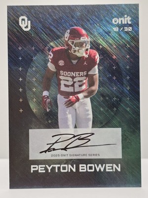 2025 Onit Gravity Oklahoma Sooners On-Card Auto Peyton Bowen 18/30 Blue Football