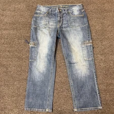 Simply Vera Womens Cargo Jeans Size 12 Denim Mid Rise Straight Leg Pantalones