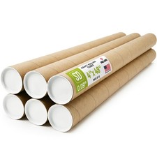 4" x 48" Kraft Paper Mailing Tube Made in USA 6 Tubes 12 Caps