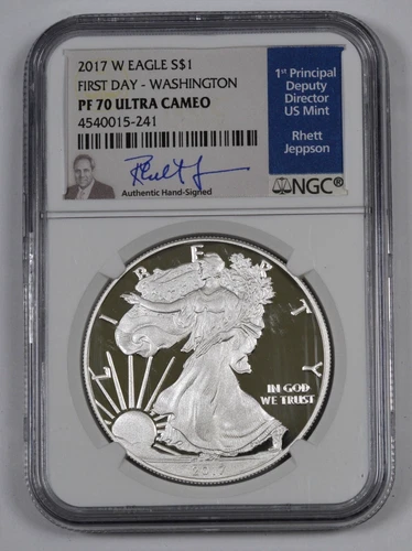 2017-W American Proof Silver Eagle NGC PF70 UC Jeppson Signature First Day