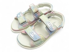 NEUF CHAUSSURES CHANEL DAD G35927 SANDALES 37.5 TISSU ARC EN CIEL SANDALS 1550?