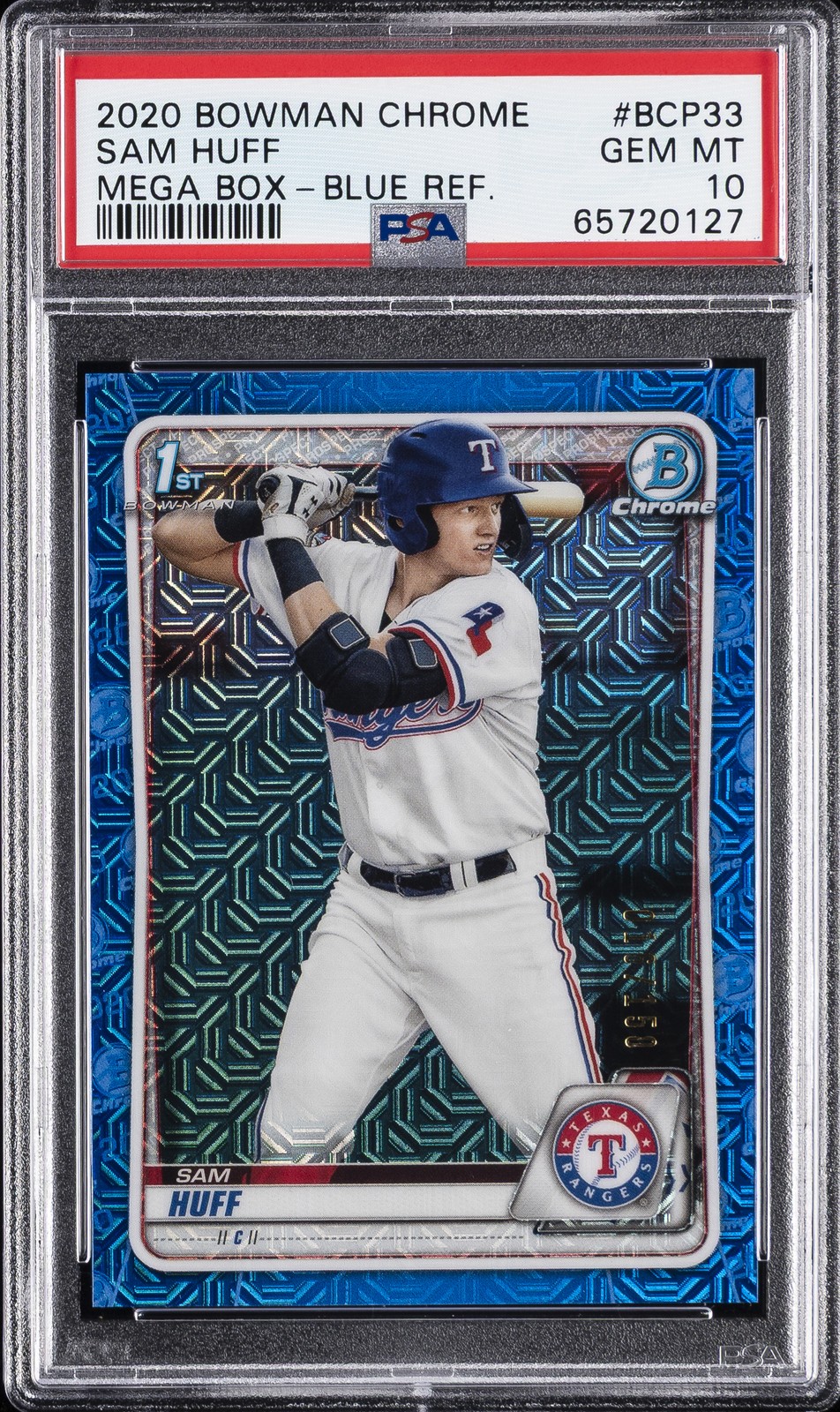 2020 BOWMAN CHROME MB BLUE REFRACTOR #BCP33 SAM HUFF 16/150 PSA 10