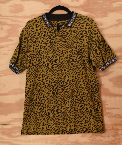 10.Deep Tenth Division Garment Supply Leopard Cheetah Polo Shirt Mens Large