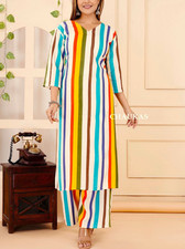Plus Size Multi Colour Co-Ord Set Women Stylish Kurta Top Bottom Outfit