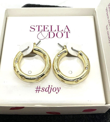 Stella & Dot Celestial  Gold Hoops - New in Box! Hard to Find!