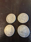 Lot Of 4 1907 1908 1912 & 1915 10c Barber Dimes-90% Silver