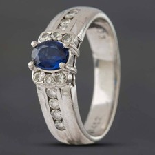 Second Hand Platinum 0.45ct Sapphire & 0.33ct Brilliant Cut Diamond Dress Rin...