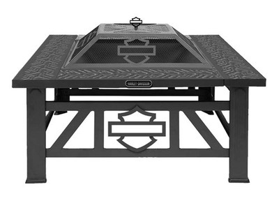 Harley-Davidson Outdoor Fire Pit Open Bar & Shield Tire Tread Black Metal 10084