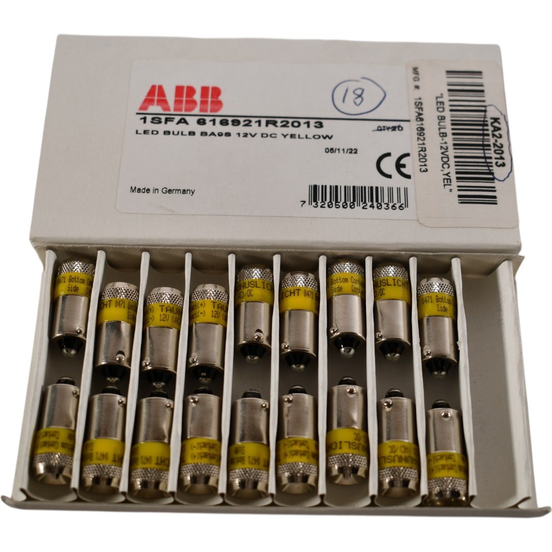 Pack of 18 NEW ABB KA2-2013 Led Bulb 12 V Dc Yellow 1SFA616921R2013