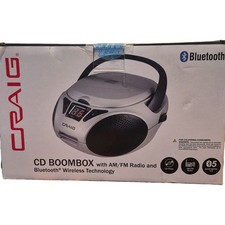 Craig CD Boombox Bluetooth AM/FM Radio Aux In CD-R/CD-RW Compatible Silver/Black