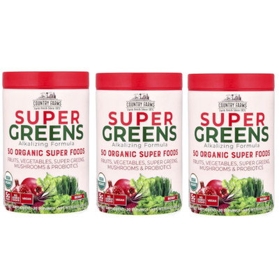 Country Farms Super Greens   Alkalizing Formula Berry 300 grams (Pack of 3)