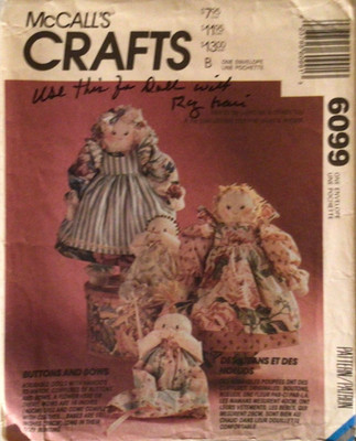 MCCALLS CRAFTS 6099 COUNTRY NOVELTY HAIR DOLLS & BABIES SEWING PATTERN  1992 CUT
