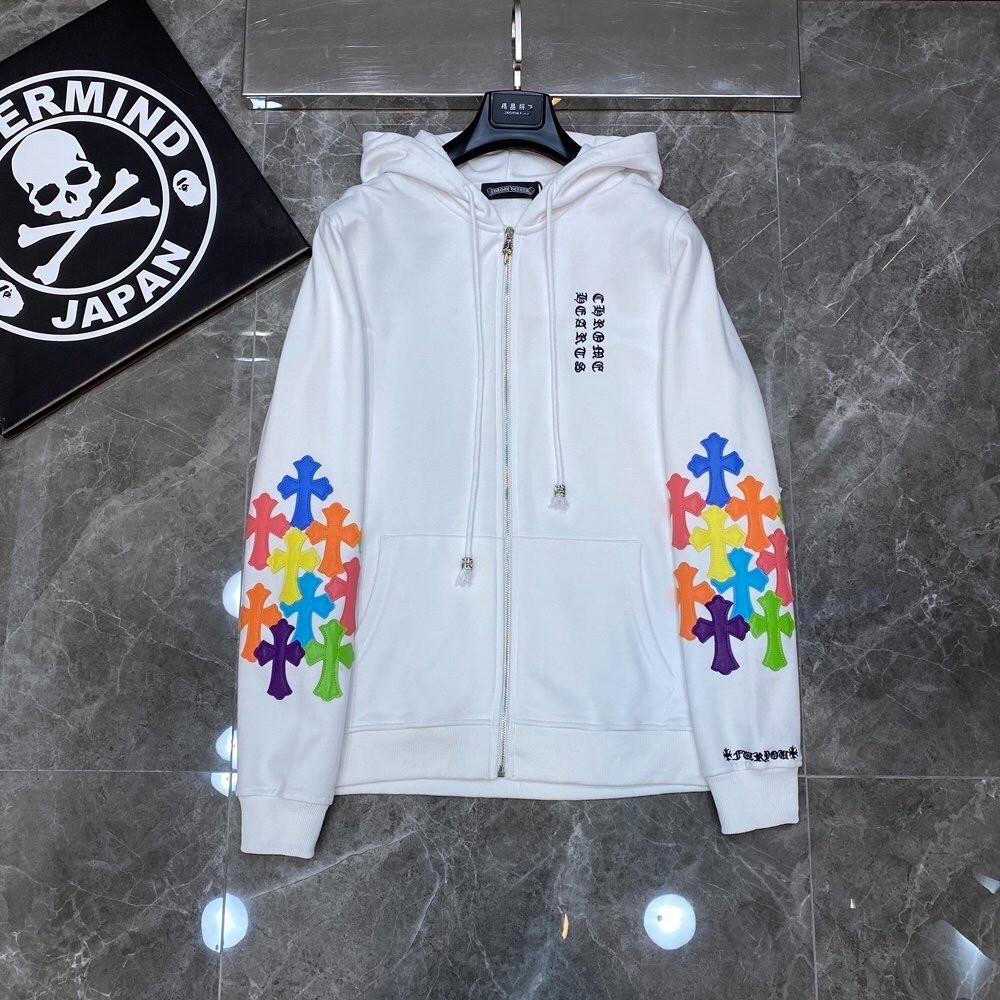 Chrome Hearts Multicolor Cross Patch Zip-Up Hoodi… - image 1