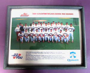 1989 TEAM PHOTO OF  THE  SCRANTON/WILKES-BARRE RED BARONS -MINOR LEAGUE - FRAMED