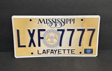 Mississippi License Plate — LXF - 7777 Quadruple 7’s