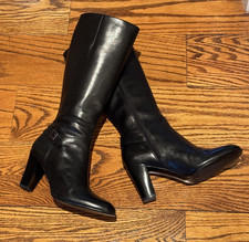 Naturalizer Eastern Black Leather Knee High Boots Buckle Woman  s Size 7M 850NA39