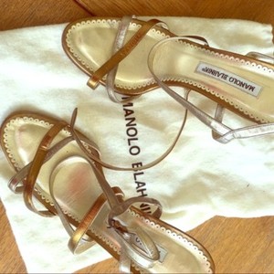 manolo blahnik gold strappy sandals
