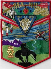 OA Ma-Nu Lodge 133 1998 NOAC Flap Set RED Bdr. Last Frontier, OK [MX-13905]