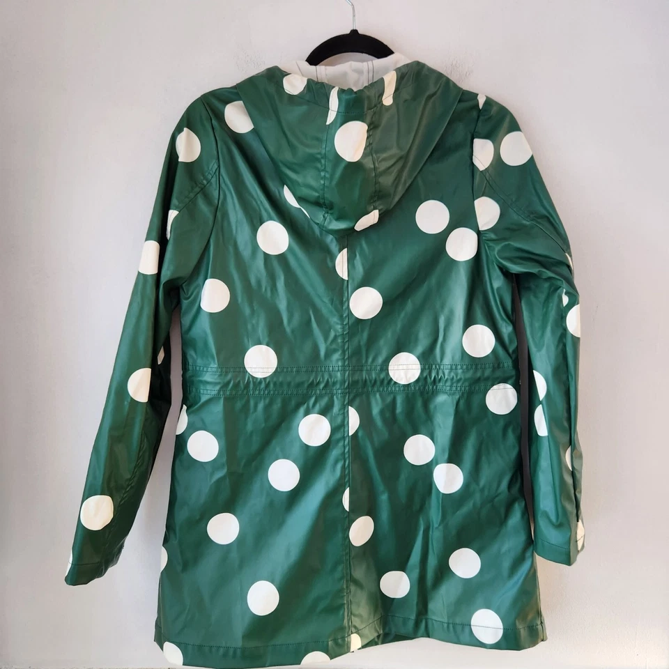 Modcloth Green Polka Dot Raincoat Hooded Jacket Lightweight Women's S - Image 3 of 4