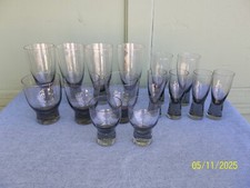 HTF Set of 15 Katstrup Holmgaard Scanada Smoke Grey Danish Modern Glasses
