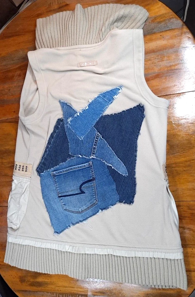 Винтажный зебра полоски сафари жилет с заклепками молнии женщин бежевый молнии аэродром - Изображение 2 из 4