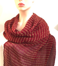 RED GOLD FRINGED SHAWL WRAP CRINKLE SCARF STOLE HIJAB EXTRA LARGE 88 x 22 INCHES