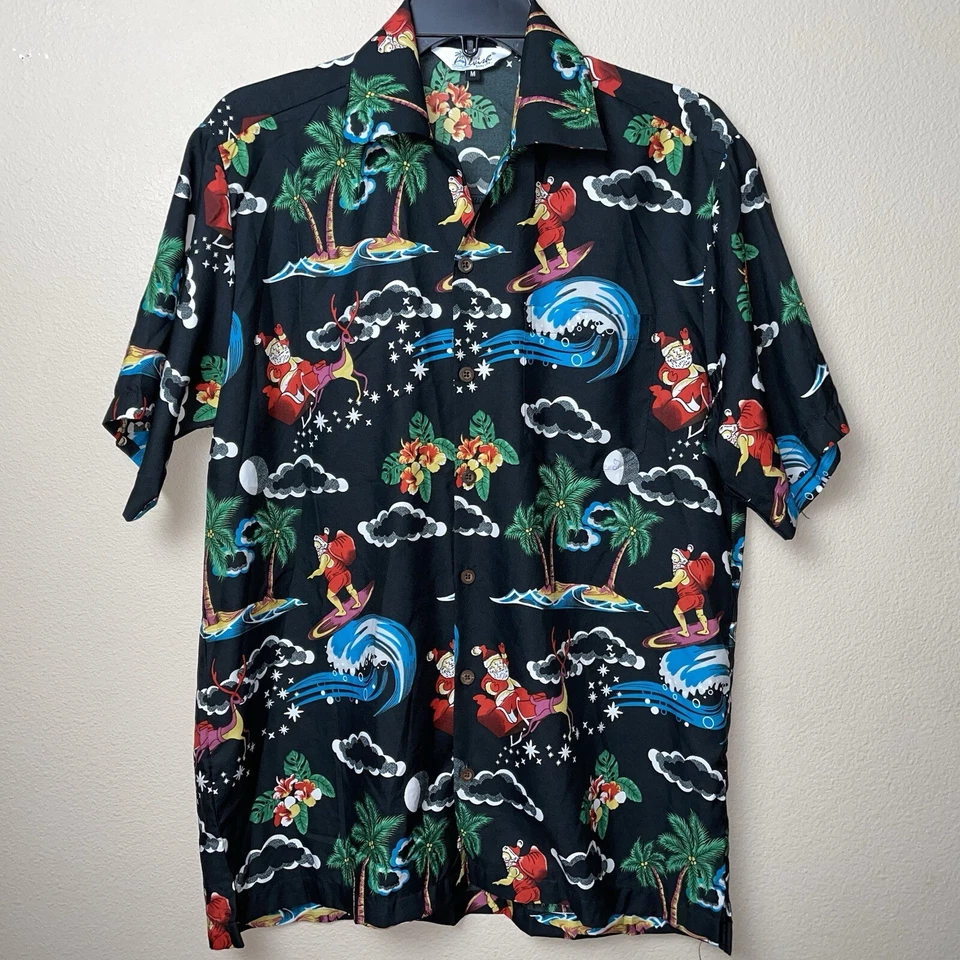 Camisa Tropical Hawaiana Fiesta Papá Noel Alvish Navidad Surf Mediana Foto 2 de 4