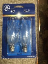 GE Bent Tip Crystal Decorative Light Bulb, 40 Watt, Candelabra Base Brand New 