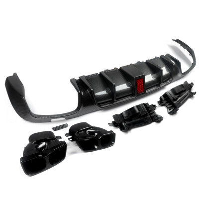 AMG E63 Carbon Style Rear Diffuser Lip WithTailpipes Exhaust