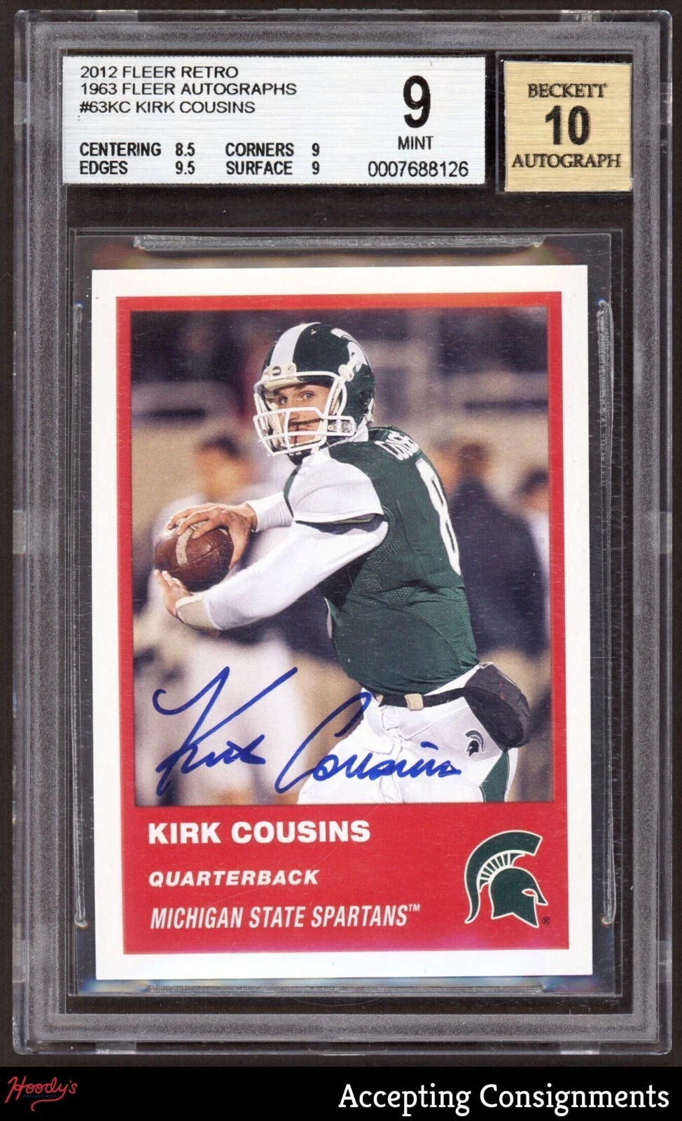 Kirk Cousins Fleer Retro 1963 Fleer Inserts Autograph #63KC Base