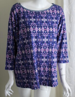 Jones New York 3X Runs 2X Metamorphosis Trippy Purple Shibori Tie-Dye Shirt Top