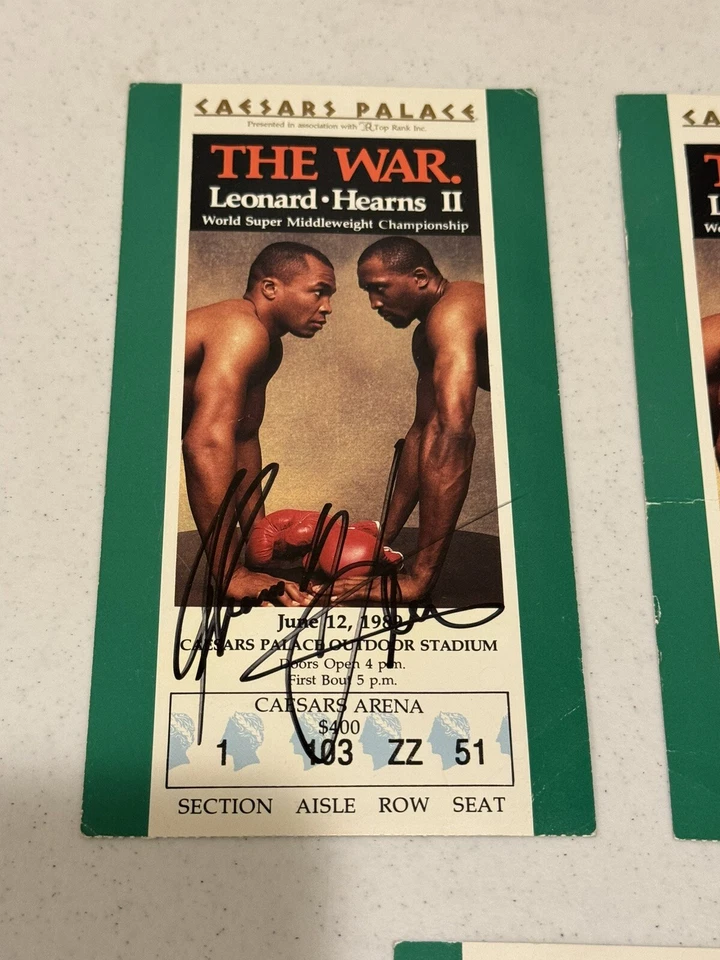THE WAR LEONARD VS HEARNS II - 6/12/1989 - 3 Tickets (2 Signed By Thomas Hearns) - Image 3 of 4