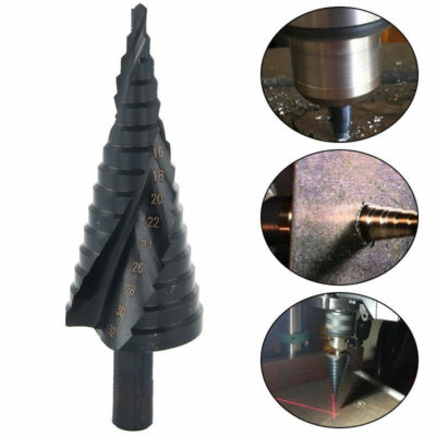 HSS Spiral Step Cone Drill Bit Titanium Nitride Coated Metal Hole Cutter 1PC