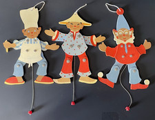 Hellerkunst Vintage String Pull Toys (3) Jumping Jacks in legno fatti a mano tedesco